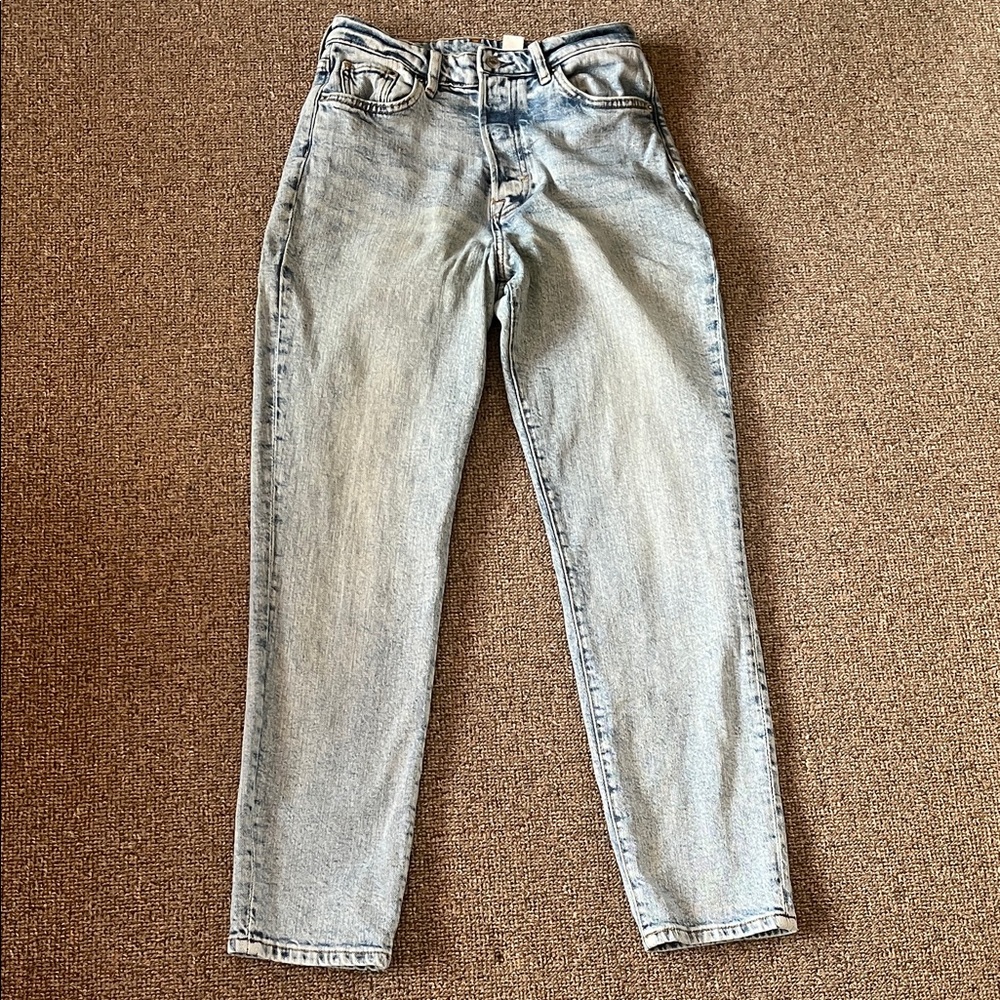 H&M High Rise Button Fly Mom Jeans - Light Blue